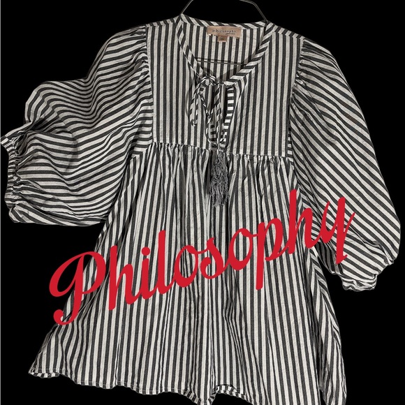 Philosophy Tops - Philosophy Monochrome Striped Garment
